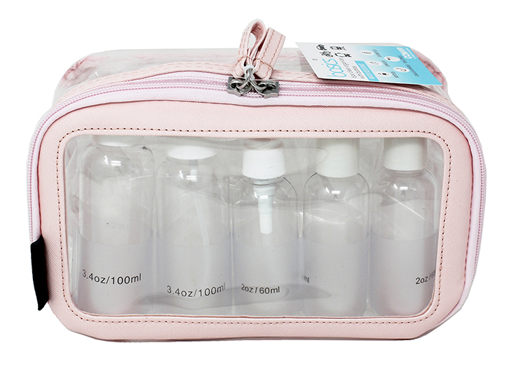 Conair Basics 6-piece Travel Set Clear Organizer with Clear Bottles - Click Image to Close